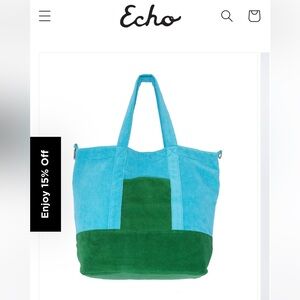 NWT Echo New York ‘Rocker’ Terrycloth Tote (Amazon Green)